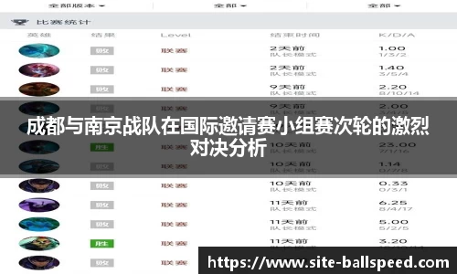 成都与南京战队在国际邀请赛小组赛次轮的激烈对决分析